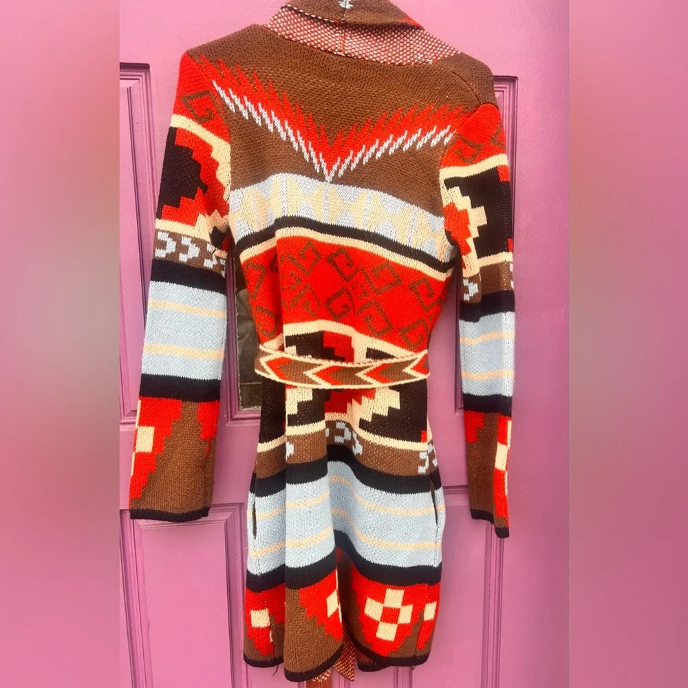 ANA Aztec wrap sweater size xs with belt - Picture 3 of 7